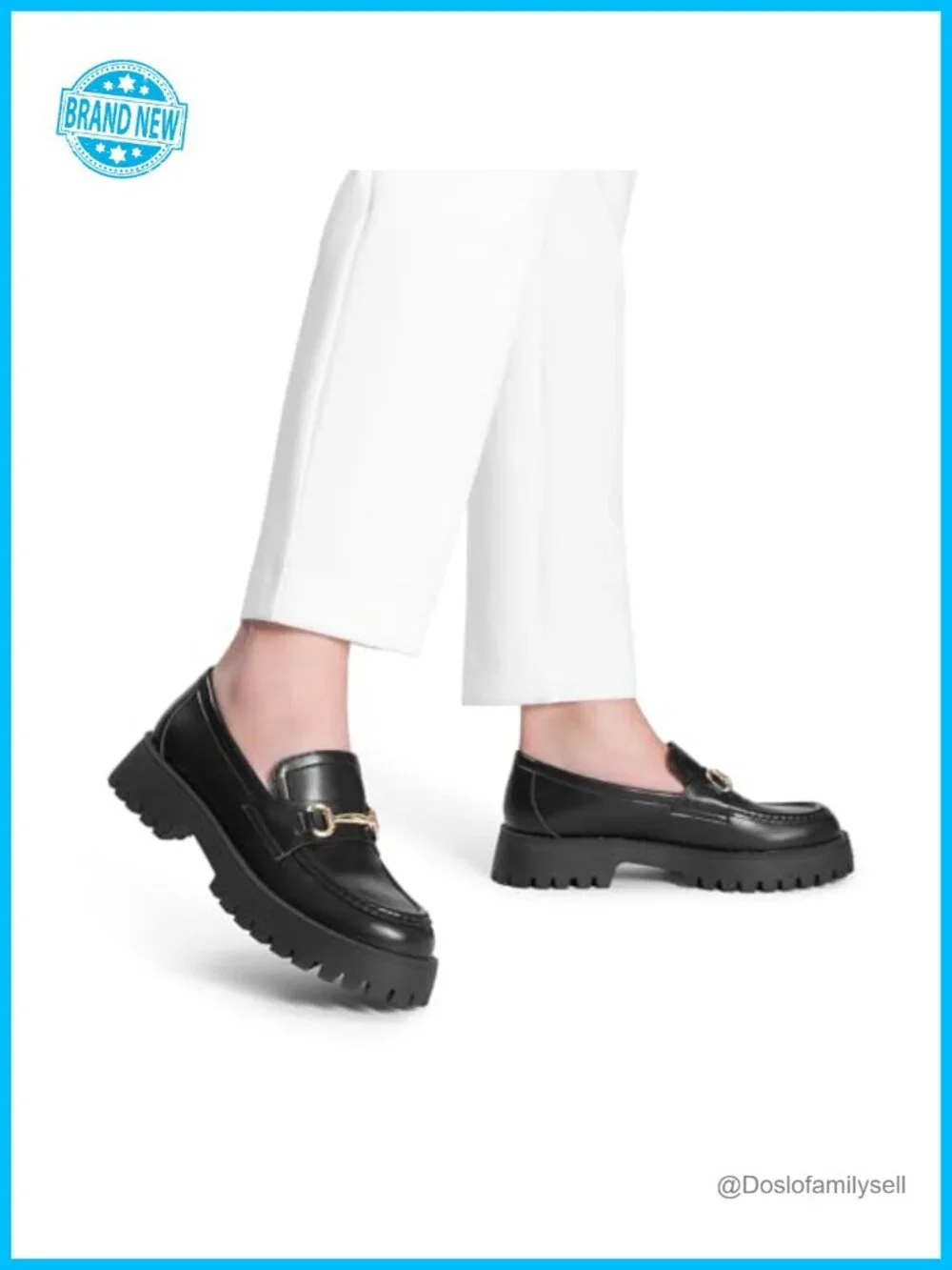 Platform Chunky Loafers Faux Leather Slip-On Work Shoes